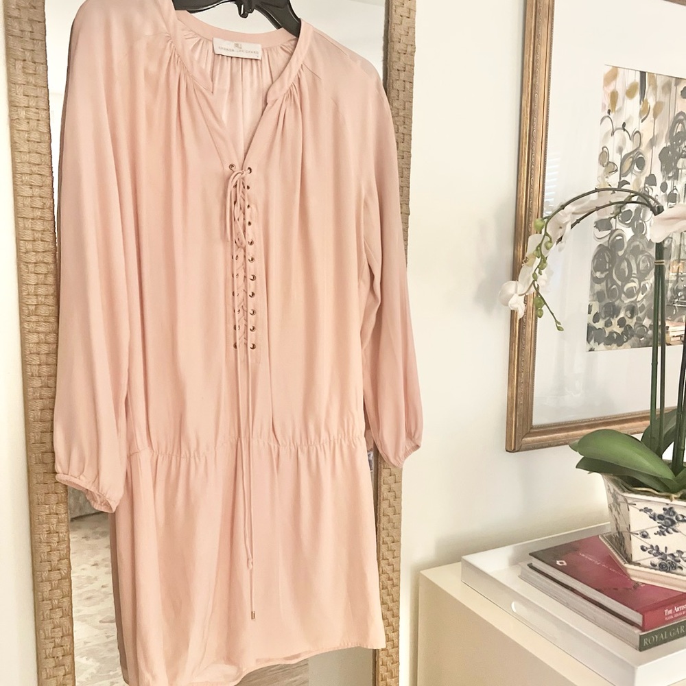 Blush Pink Lace-Up Dress